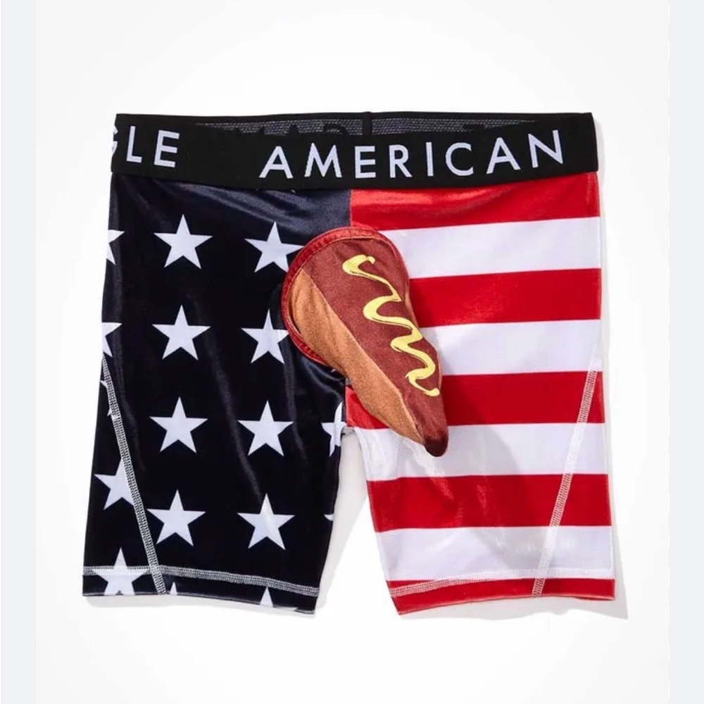 American Flag Boxer Briefs with Hot Dog Design